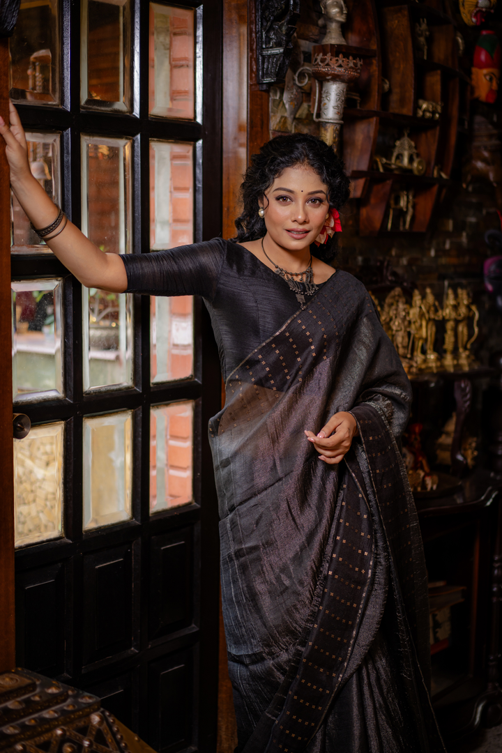 Black Opulence: The Subtle Shimmer of Sheer Evening Silk