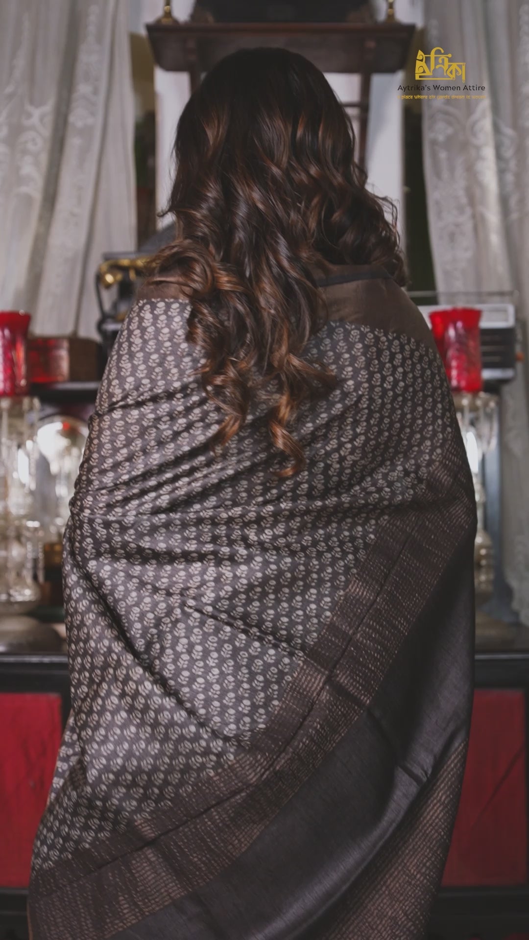Zari Bordered Pure Tussar Hand Block Printed Saree